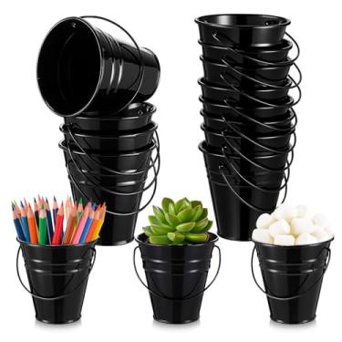 Imagem de Sadnyy 12 baldes pequenos de metal de 8,89 cm com alça, mini balde de metal galvanizado para doces ou travessuras, flores, plantas, artesanato, lembrancinhas de festa de Halloween, decoração de casa