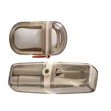 Imagem de Conjunto de 2 peças de porta-escova de dentes de viagem e caixa de armazenamento de sabonete, design compacto para acampamento, viagem de negócios, banheiro, essencial
