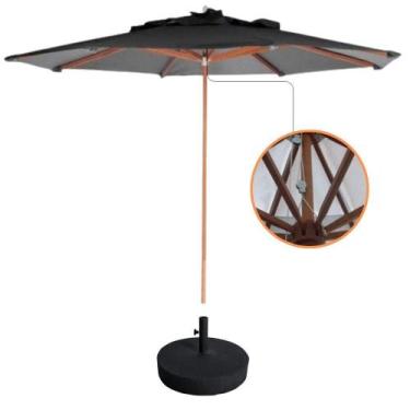 Imagem de Guarda Sol Ombrelone 3,00m + Base 40kg Para Praia Piscina Jardim Preto