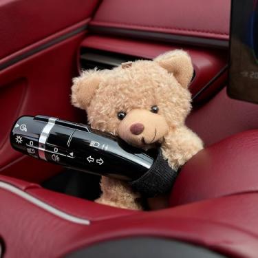 Imagem de Bonita boneca criativa de urso limpador de carro - Adorável mudança de engrenagem de pelúcia e decoração de espelho retrovisor, enfeite de alça de limpador de para-brisa fofo para acessórios de