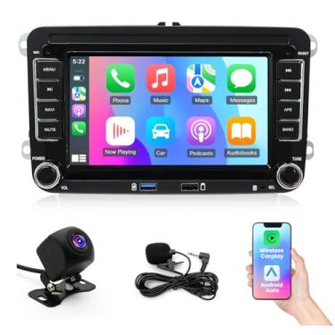 Imagem de Rádio estéreo automotivo 4 + 64G Android 14 para VW Volkswagen Passat Golf Jetta Tiguan Beetle Polo Skoda, rádio com tela sensível ao toque de 17 cm com CarPlay sem fio/Andriod Auto/WiFi/Bluetooth