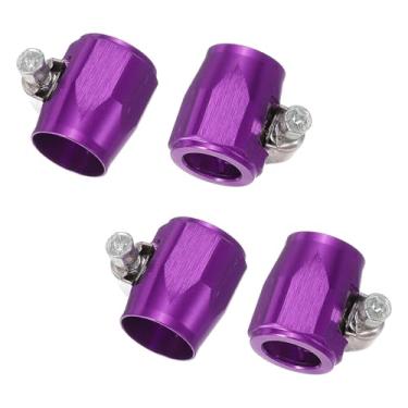 Imagem de HARFINGTON 4 peças 6AN Braçadeira de acabamento de mangueira de alumínio hexagonal para acabamento de mangueira de carro braçadeiras de tubo flexível com faixa de parafuso para combustível gás óleo ar