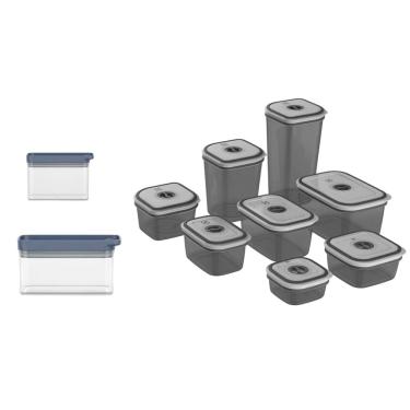 Imagem de Kit Pote Hermético Organizador Empilhável Modular 0,6L + Pote Hermético Organizador Empilhável Modular 0,85L + Potes Herméticos Plástico 8 Unidades