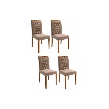 Imagem de Cadeira Sala de Jantar Juliana Kit 4 Un Madeira/Suede Joli - Cimol