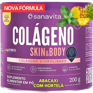 Imagem de Suplemento para pele Colágeno em Pó Hidrolisado Skin Sanavita 200g Peptídeos bioativos-Unissex