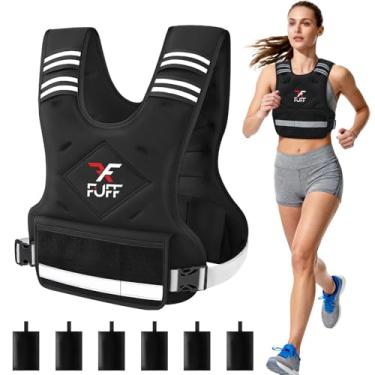 Imagem de FUFF Colete feminino ponderado unissex de 1,8 a 4,5 kg com 6 bolsas de peso, colete refletivo ajustável para caminhada, exercícios e treinamento de força