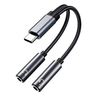 Imagem de Jadebones 2 unidades USB C para divisor de fone de ouvido fêmea duplo de 3,5 mm, adaptador de conector de áudio tipo C para duplo de 3,5 mm compatível com iPhone 17/16/15 Series, iPad Pro, Galaxy S24