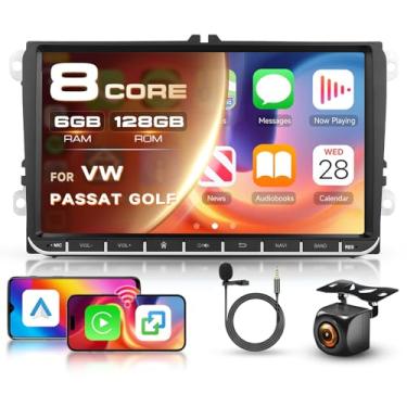 Imagem de 8 núcleos 6G 128G para VW Seat Golf Passat Jetta Beetle Tiguan Touran EOS Radio Android 23 cm, tela sensível ao toque, sem fio, Carplay, Android, Auto, Bluetooth, DSP, navegação GPS, WiFi, FM/RDS