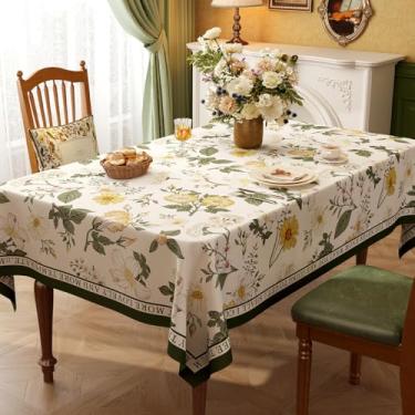 Imagem de Toalha de mesa floral vintage para mesas retangulares estilo francês toalha de mesa rústica, estampa de flores, resistente ao desgaste, vinil impermeável, capa de mesa de PVC para cozinha, acampamento