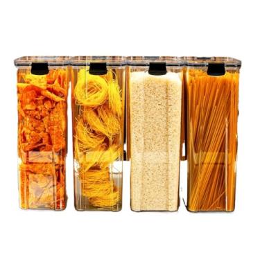 Imagem de Monte seu Kit Pote Hermético para Mantimentos de Cozinha Dispensa Armário Plástico(4 Potes - 2,2 Litros)