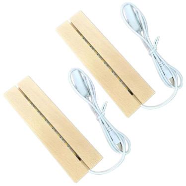 Imagem de Suporte de exibição de madeira LED, suporte de lâmpada de acrílico alimentado por USB com opções de cores, cartão de Feliz Natal incluído, perfeito para casa e exibição de objetos 3D