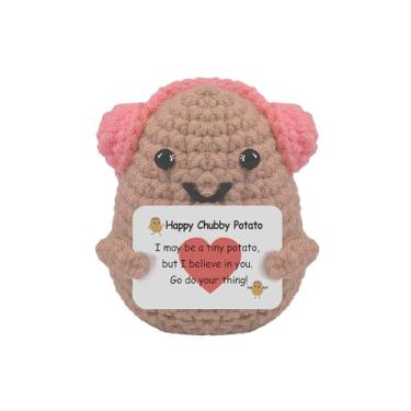 Imagem de Adorável batata cravejada à mão – Acompanhante de apoio emocional positivo de 7,5 cm com cartão motivacional, decoração de mesa divertida para escritório/casa, presente para amigos/colegas