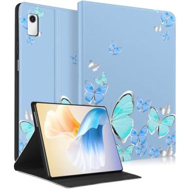 Imagem de Wazzasoft Capa para Lenovo Tab M9 de 9 polegadas 2023 para mulheres e meninas, capa fólio, moderna, bonita, feminina, kawaii, borboleta, azul, adolescentes, capas exclusivas para tablet Tab M9 de 1ª