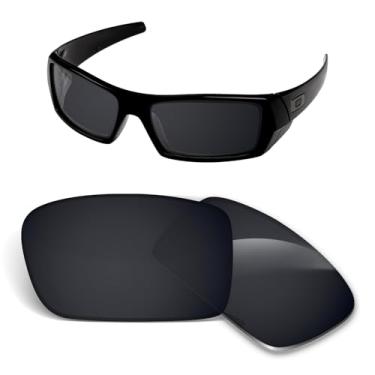 Imagem de Lentes de substituição de 1,5 mm compatíveis com óculos de sol Oakley Gascan OO9014, antiarranhões e resistentes a impactos - preto escuro polarizado