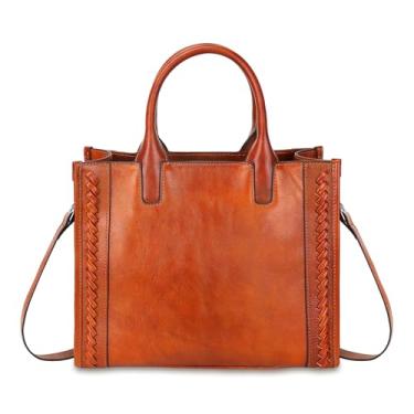 Imagem de Bolsa feminina de couro legítimo, bolsa tiracolo de grande capacidade, bolsa de ombro (marrom)