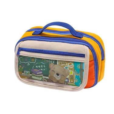 Imagem de Estojo de lápis de grande capacidade com estampa de urso, vários compartimentos