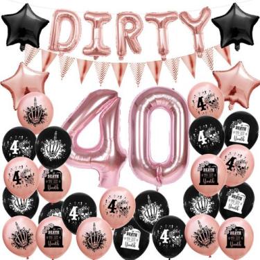 Imagem de Kit de balões de aniversário Dirty 30 e 40 em ouro rosa e preto 31 uni