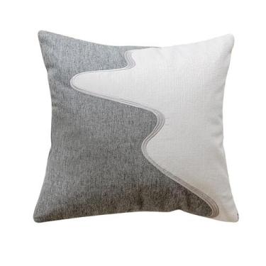 Imagem de Capa de travesseiro moderna bordada geométrica 45x45cm poliéster - yiw