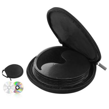 Imagem de Suporte preto para CD/DVD com capacidade 20, caixa de armazenamento portátil de CD/DVD, estojo organizador de CD/DVD em tecido Oxford à prova d'água para carro, casa, viagem