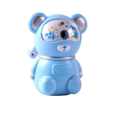 Imagem de GZBABY Apontador de lápis manual, manivela com espessura de ponta ajustável, formato de urso fofo (azul)