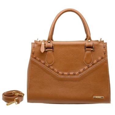 Imagem de Bolsa Feminina Tote Média Transversal Divisórias Couro SIfra (CARAMELO)