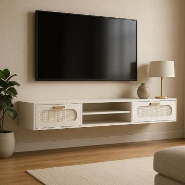 Imagem de Rack Suspenso De Parede Santorini 2 Gavetas para Sala MDF - Lume, Bran