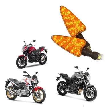 Imagem de Par De Pisca Seta Led Universal Triangular Âmbar Para Moto