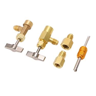 Imagem de Akozon Válvula de Torneira Autovedante R134A - Distribuidor Estilo Punção de Latão Com Adaptadores de Tanque de Refrigerante para Sistemas de Ar Condicionado