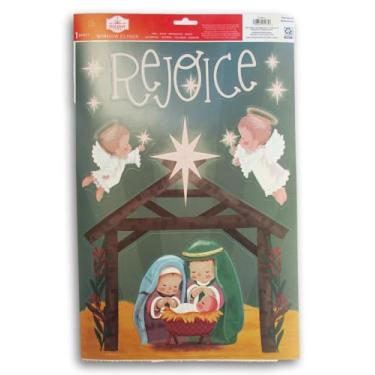 Imagem de Adesivos de janela de presépio de bebê "Rejoice" de Natal - 9 peças