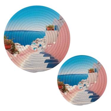 Imagem de Blueangle 2 peças de suporte de panela de tripé romântico Villagecore - conjunto de pegadores de panela de tecido redondo - almofadas quentes trançadas de algodão - porta-copos - tapetes de mesa para