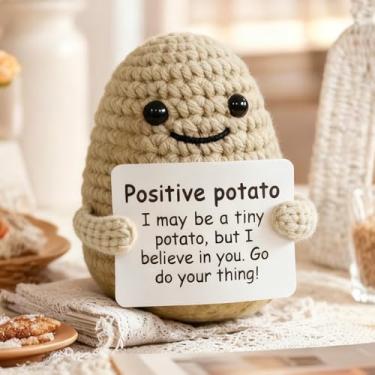 Imagem de Sobremesa artística de crochê positiva – decoração fofa de batata de desenho animado, kits de crochê feitos à mão, festival, aniversário, presentes de Natal para mulheres ou homens