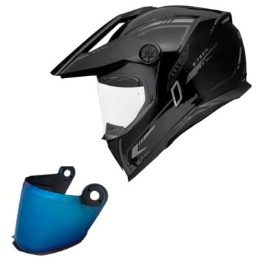 Imagem de Capacete Moto Bieffe B-Trail Authentic Preto + Viseira Azul (56)