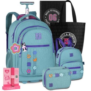 Imagem de Kit Mochila Rb Rebecca Bonbon Carrinho Rodinha Estojo Lancheira Juveni