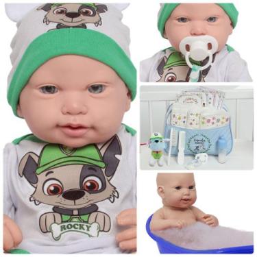 Imagem de Boneco Reborn Bebê Recém Nascido Pode Molhar + Acessórios - Cegonha Re