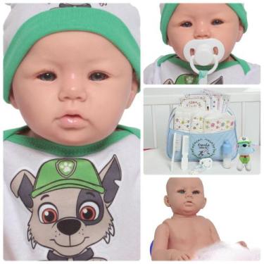 Imagem de Boneco Reborn Grande Masculino de Silicone Pode Dar Banho - Cegonha Re