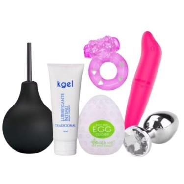 Imagem de Kit Sexy Shop Prazer Completo: Higiene, Estímulo e Sedução — Ducha, Kgel, Egg, Anel, Golfinho e Plug