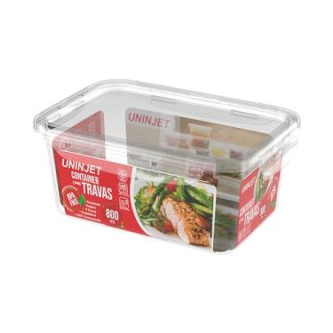 Imagem de Pote de plastico retangular para marmita fit com tampa e 4 travas 1400ML Transparente