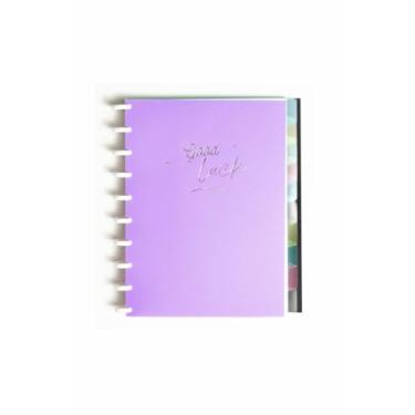 Imagem de Caderno Colegial 50 Folhas Disco Capa PP com estojo régua e 10 divisórias, Papel offset, (18x24 cm), Lilás, Romitec