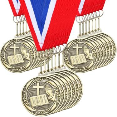Imagem de Quelay 30 medalhas de 5 cm para vencedor de prêmios em massa com fitas de pescoço Troféu de Metal Prêmio Presente para Crianças Estudantes Adultos Participação Escolar Graduação Competições