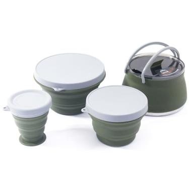 Imagem de Conjunto de Panelas Plegáveis Cozinha Portátil Utensílios Colapsáveis Camping Silicone Compacto Grau Alimentar Aço Inoxidável 304 Fácil Transportar Ideal para e Trekking