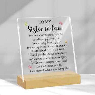 Imagem de Sisters Gifts from Sister Bestie Retirement Going Away Goodbye Leaving Gifts for Coworkers Home Office Desk Shelf Table Decor To My Sister In Law Placa acrílica