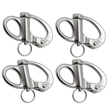 Imagem de Sopepoyie Prata 35 mm/1,38 pol. Manilha de liberação rápida, aço inoxidável 316, manilha de pressão fixa, para acampamento ao ar livre, navios náuticos, manilha de içamento industrial, manilha de