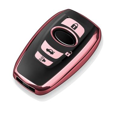 Imagem de Tukellen Capa protetora macia de TPU para Subaru Key Fob para Ascent BRZ Crosstrek Forester Impreza Legacy Outback WRX Sti Key Shell (rosa)
