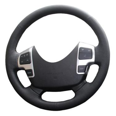 Imagem de Capas de volante Eiseng DIY para Toyota Land Cruiser 2008-2015/Toyota Tundra/para Toyota Tundra/2008-2013 Toyota Sequoia Interior Acessórios de couro de microfibra (fio preto)