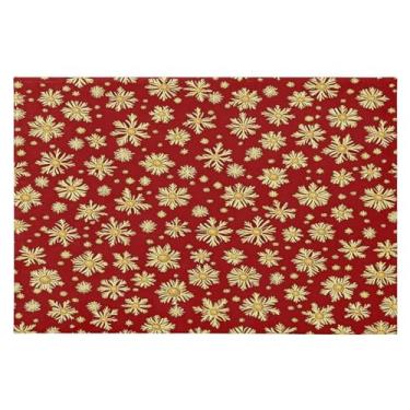 Imagem de CEBUGI Tapete de área 60 x 90 cm macio lavável tapete antiderrapante com revestimento de borracha dourado flocos de neve tapetes de área para sala de estar, quarto, decoração de casa