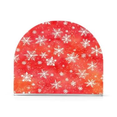 Imagem de Wassud Porta-guardanapos de acrílico de Natal flocos de neve, dispensador de guardanapo de papel moderno para mesa, cozinha, sala de jantar, bancada 1 peça (comporta 50-60 guardanapos)