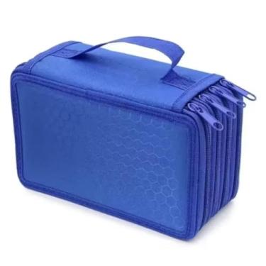 Imagem de Estojo Box Grande Escolar Com 72 Compartimentos Com Alça (20 X 12,5 X 8 Cms) (AZUL)