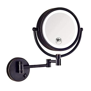 Imagem de Espelho de maquiagem montado na parede, espelho de barbear dobrável de 20 cm, espelho de parede cosmético de luz extensível dupla face