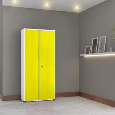 Imagem de Armário Aço Escritório Fechadura 3 Prateleiras Ea303 Amarelo