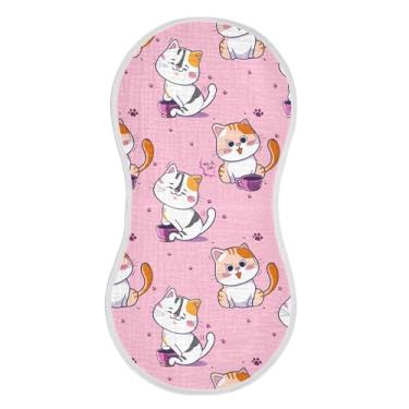 Imagem de xigua Conjunto de 4 panos para arrotar musselina de gatos de desenho animado, super macios e absorventes, roupas de arroto de algodão, presente de chá para recém-nascidos, bebês meninas e meninos
